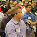 Students attending an information session
